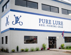 a photo of the Pure Lure lettering and logos mounted to the exterior walls