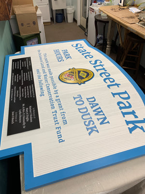 a photo of the finished State Street Park sign