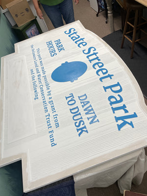 a photo of the unfinished State Street Park sign