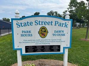 a photo of the finished State Street Park sign