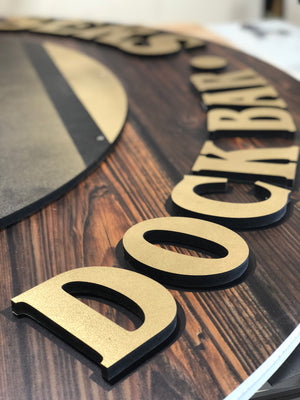 an angled closeup of the unfinished Tailchasers sign showing the layers