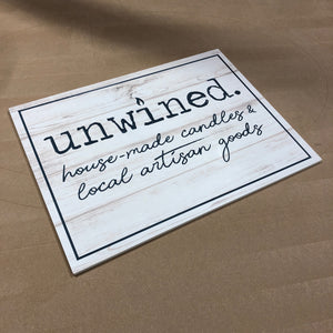 a photo of the final Unwined sign