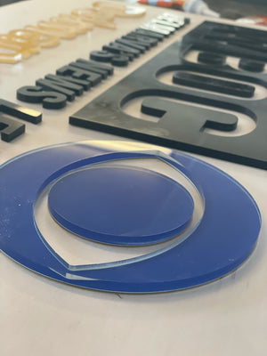 an angled closeup of the WBOC DelmarvaLife sign showing the raised acrylic