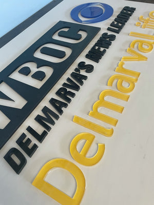 an angled closeup of the WBOC DelmarvaLife sign