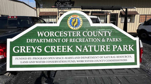a photo of the finished sign for Greys Creek Nature Park